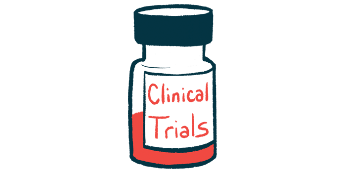 A half-full bottle of a liquid prescription medication bears a label reading