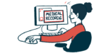 A person uses a computer to access medical records.