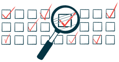 Three lines of checkboxes are shown, with some checks in boxes, while one checked box is magnified by a magnifying glass.