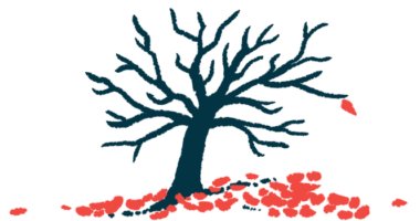 A single leaf clings to a tree as other leaves lie around its trunk in this illustration of disease mortality.